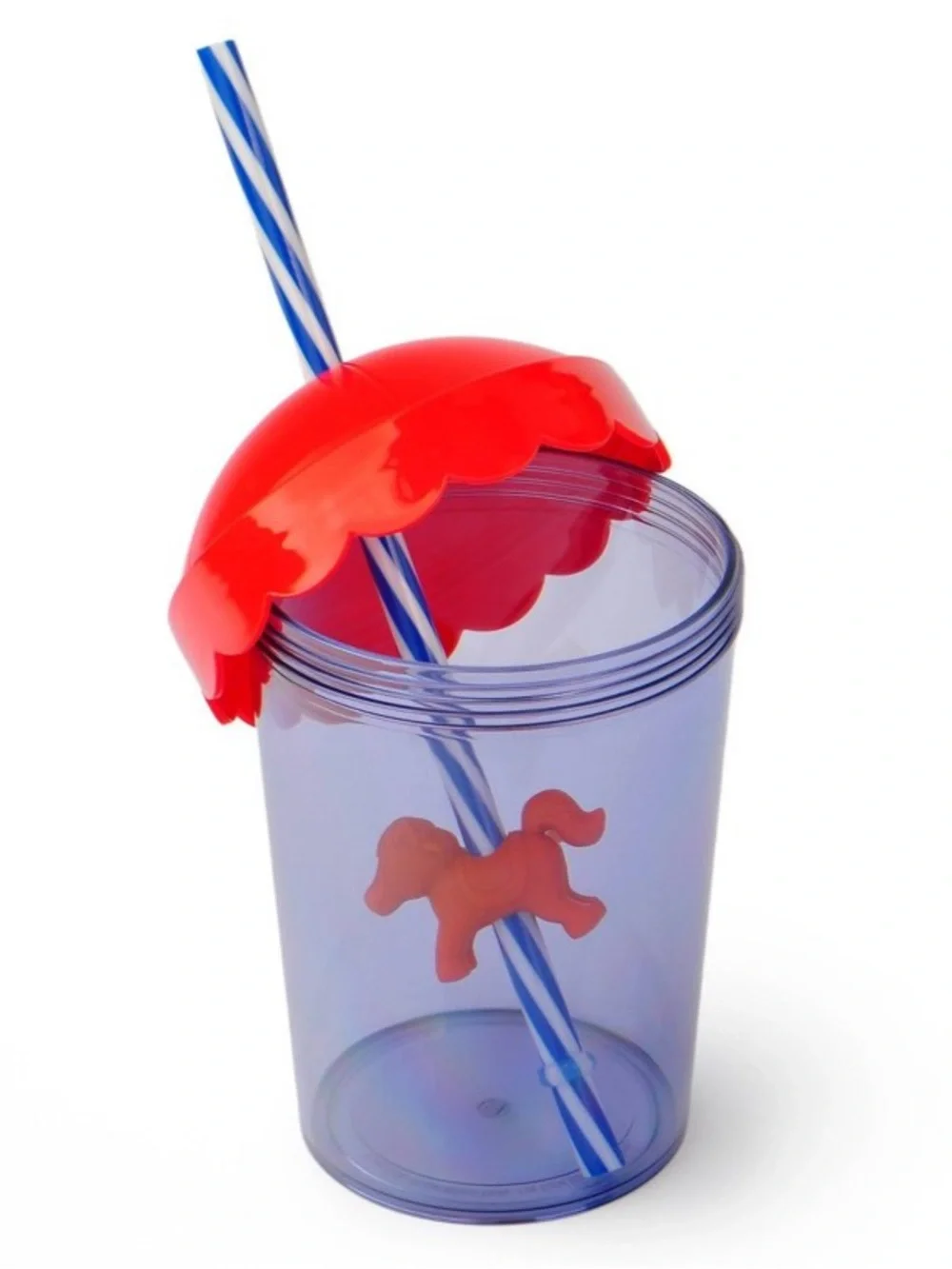 Set of 2 Red Carousel Pony Tumbler Cups with Straws - Target Bullseye Drinkware